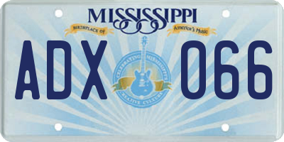MS license plate ADX066