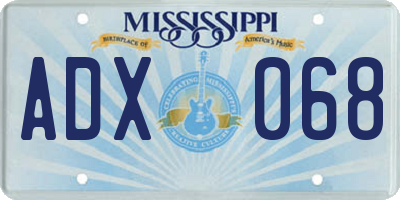 MS license plate ADX068