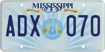 MS license plate ADX070