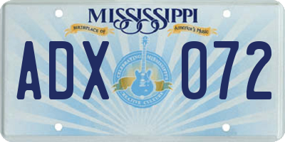 MS license plate ADX072