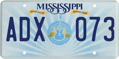 MS license plate ADX073