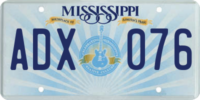MS license plate ADX076