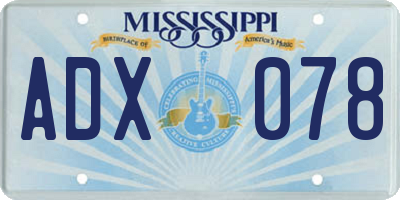 MS license plate ADX078