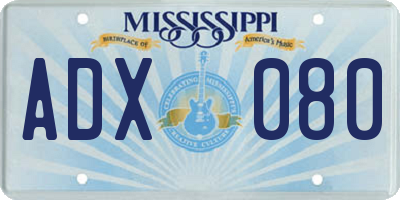 MS license plate ADX080