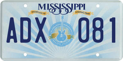 MS license plate ADX081