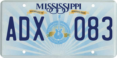 MS license plate ADX083