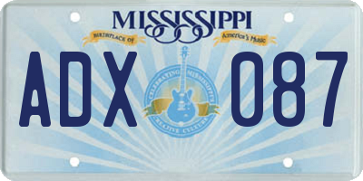 MS license plate ADX087