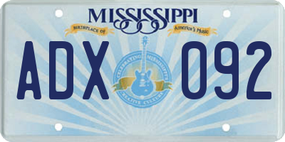 MS license plate ADX092