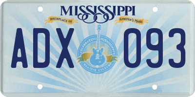 MS license plate ADX093