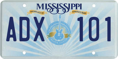 MS license plate ADX101