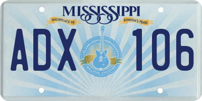 MS license plate ADX106