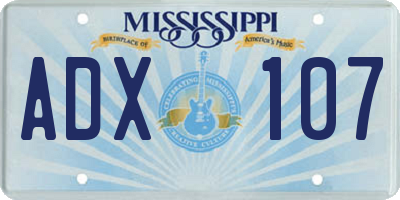 MS license plate ADX107
