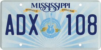 MS license plate ADX108