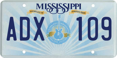 MS license plate ADX109