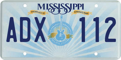 MS license plate ADX112