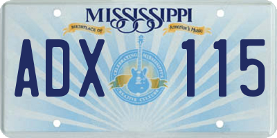 MS license plate ADX115