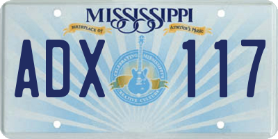 MS license plate ADX117