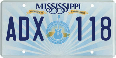 MS license plate ADX118
