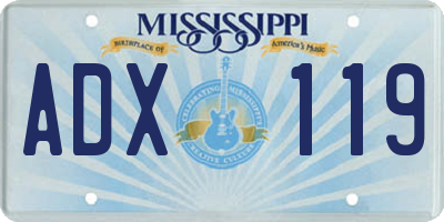 MS license plate ADX119
