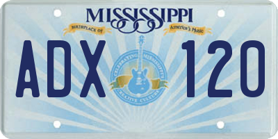 MS license plate ADX120