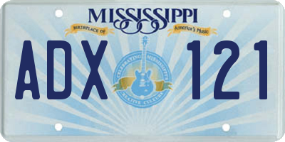 MS license plate ADX121