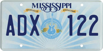 MS license plate ADX122