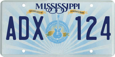 MS license plate ADX124
