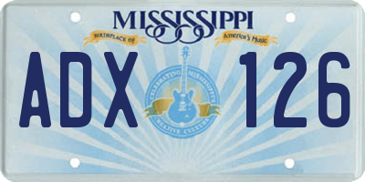 MS license plate ADX126