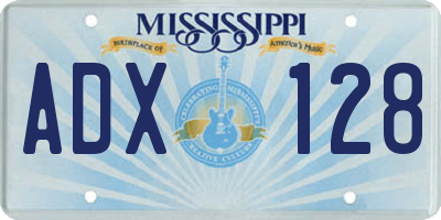 MS license plate ADX128