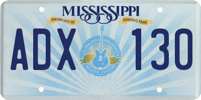 MS license plate ADX130