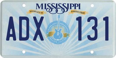 MS license plate ADX131