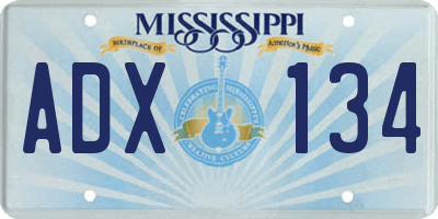 MS license plate ADX134