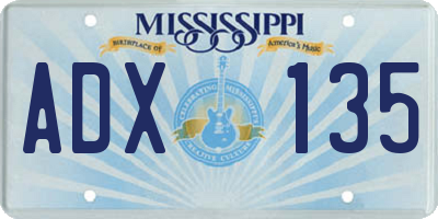 MS license plate ADX135