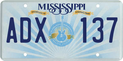 MS license plate ADX137