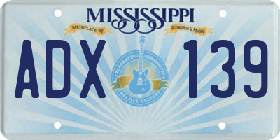 MS license plate ADX139