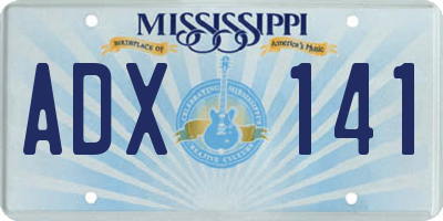MS license plate ADX141