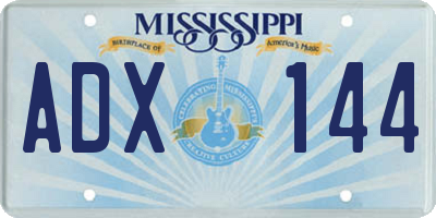 MS license plate ADX144