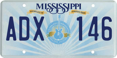 MS license plate ADX146