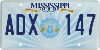MS license plate ADX147
