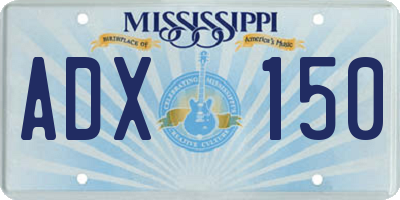 MS license plate ADX150