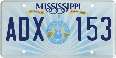 MS license plate ADX153