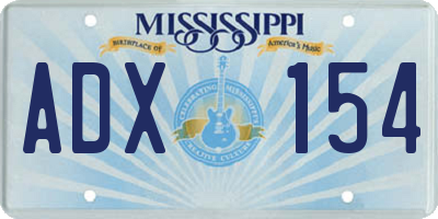 MS license plate ADX154