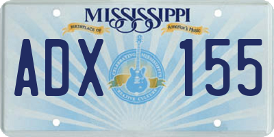 MS license plate ADX155