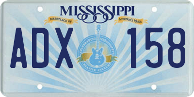 MS license plate ADX158