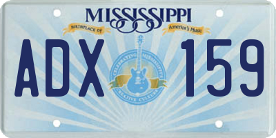 MS license plate ADX159