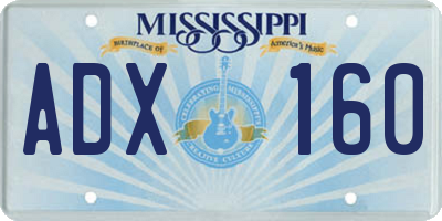 MS license plate ADX160