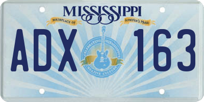 MS license plate ADX163
