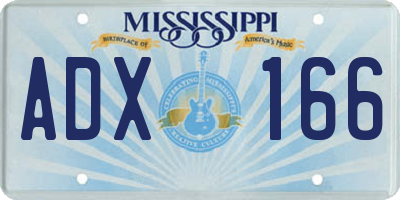 MS license plate ADX166