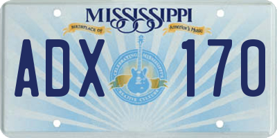MS license plate ADX170