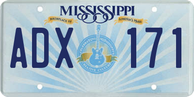 MS license plate ADX171
